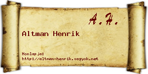 Altman Henrik névjegykártya